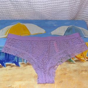 Nwot Victoria secret pink lacy cheeksters lilac purple with small logo on waist